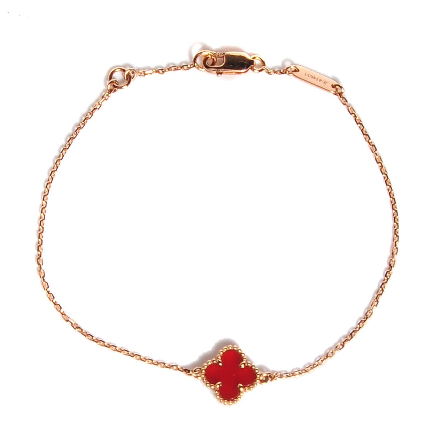 Van Cleef & Arpels 18K Rose Gold Carnelian Sweet Alhambra Bracelet 1 of 6