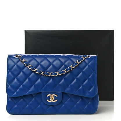 Chanel Lambskin Quilted Jumbo Double Flap Blue 14 of 14