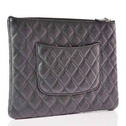 Chanel Iridescent Caviar Quilted Large Cosmetic Case Black 3 of 11