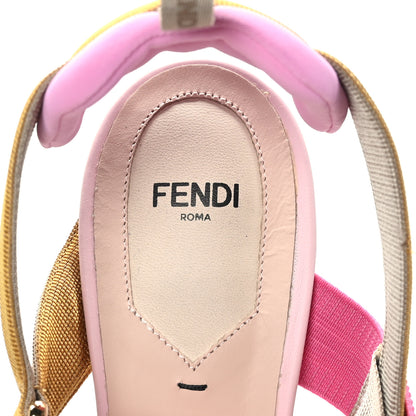 Fendi Mesh Vitello FF Colibri 85mm Slingback Pumps 41 Brown Pink 6 of 7