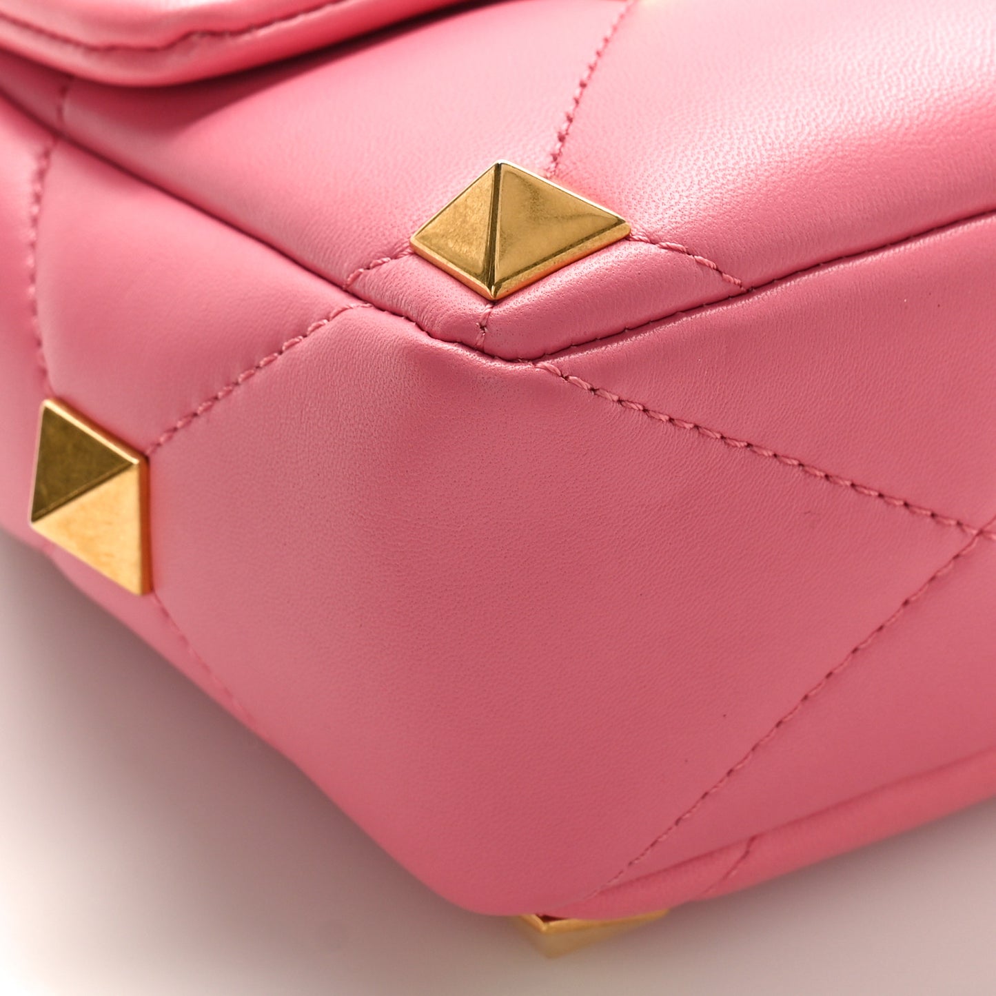 Nappa Medium Roman Stud Shoulder Bag Flamingo Pink