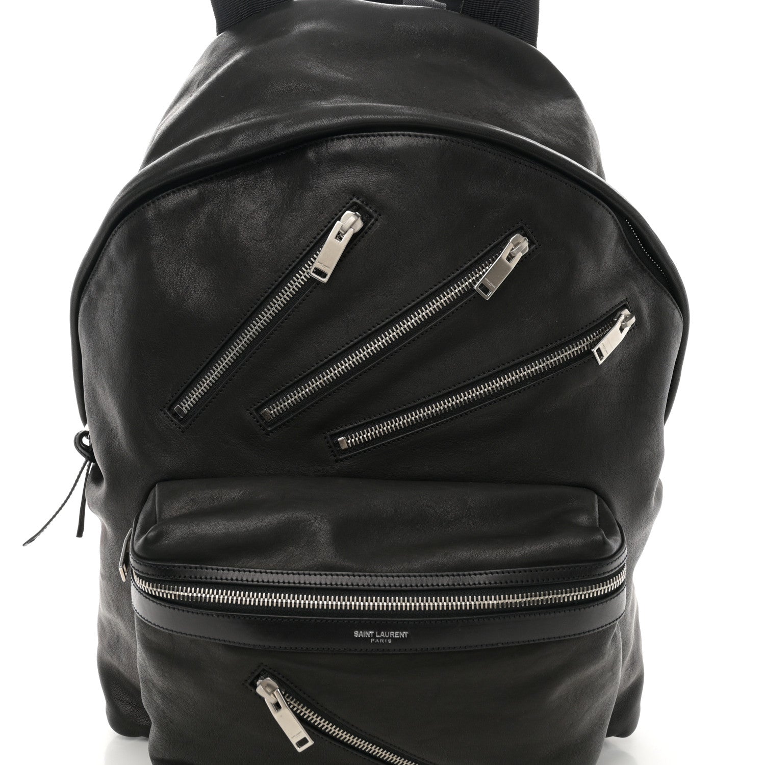 Saint Laurent Calfskin Multi Zipper City Backpack Black 8 of 10