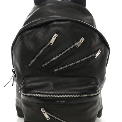Saint Laurent Calfskin Multi Zipper City Backpack Black 8 of 10