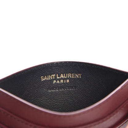 Saint Laurent Calfskin Monogram Credit Card Case Dark Red 6 of 8