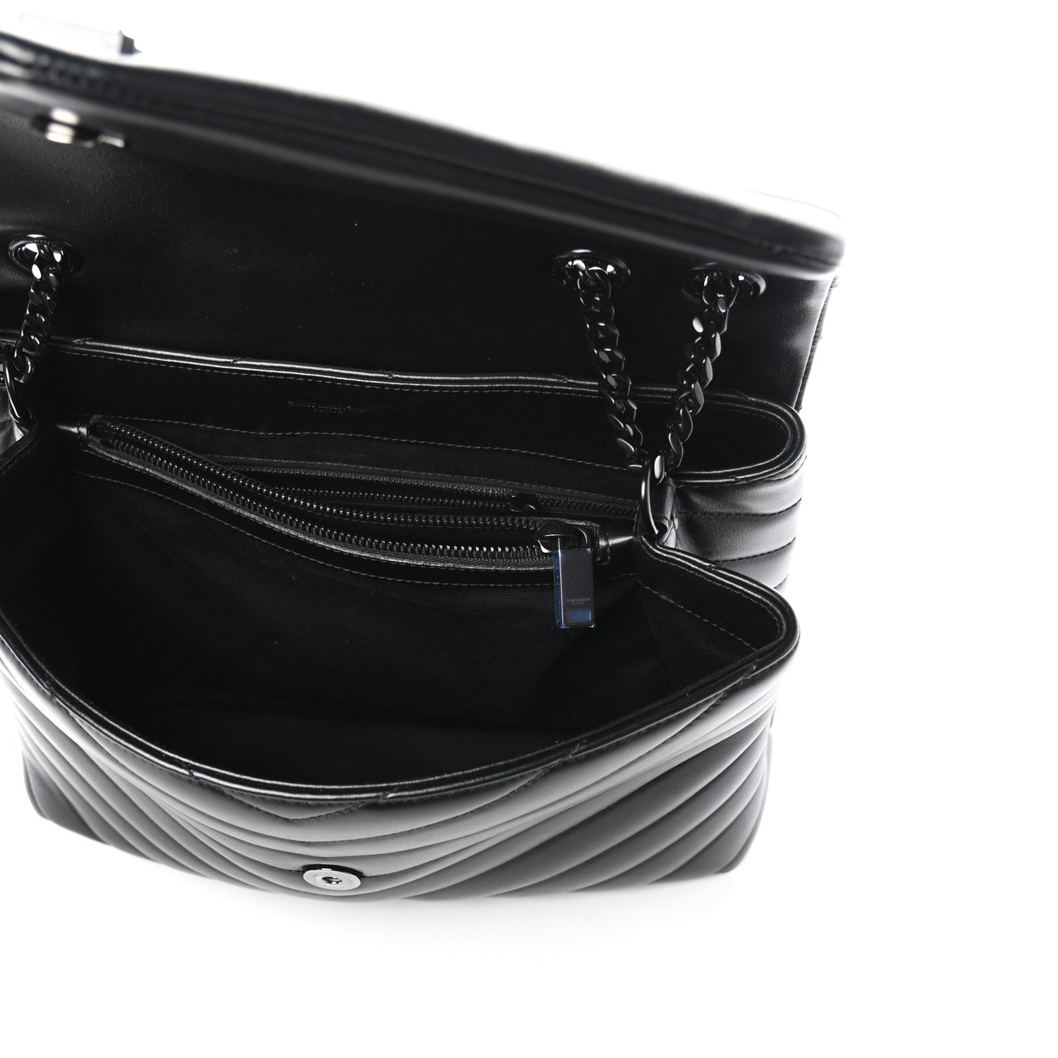 Saint Laurent Calfskin Y Quilted Monogram Medium Loulou Chain Satchel Black 5 of 9