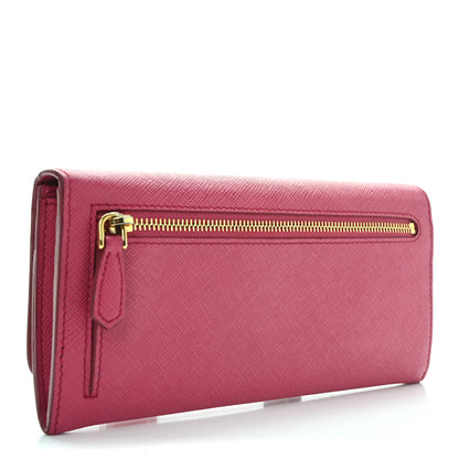 Prada Saffiano Monochrome Continental Wallet Pink 3 of 7