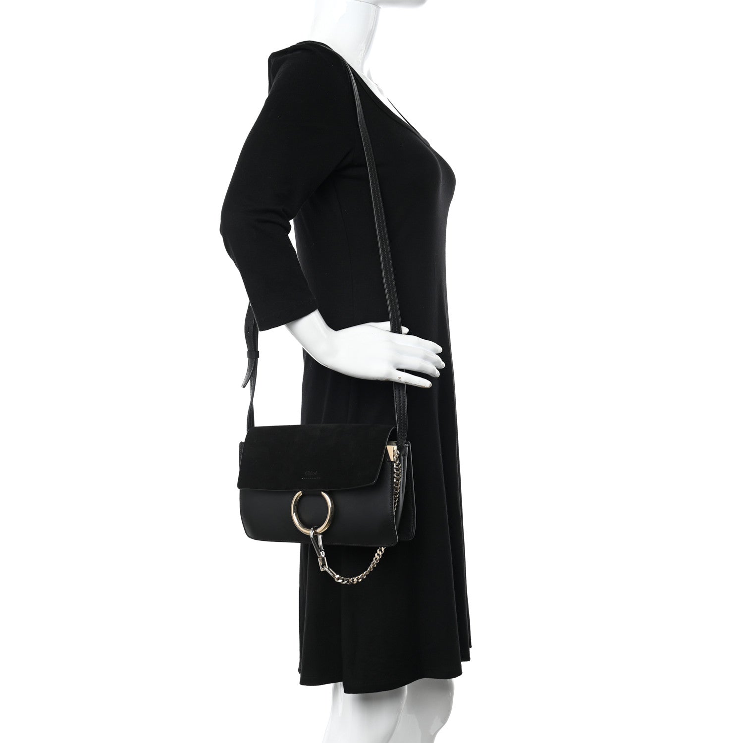 Chloe Suede Calfskin Small Faye Shoulder Bag Black 2 of 10