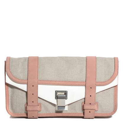 Proenza Schouler Linen Suede PS1 Pochette Clutch Rose 1 of 10
