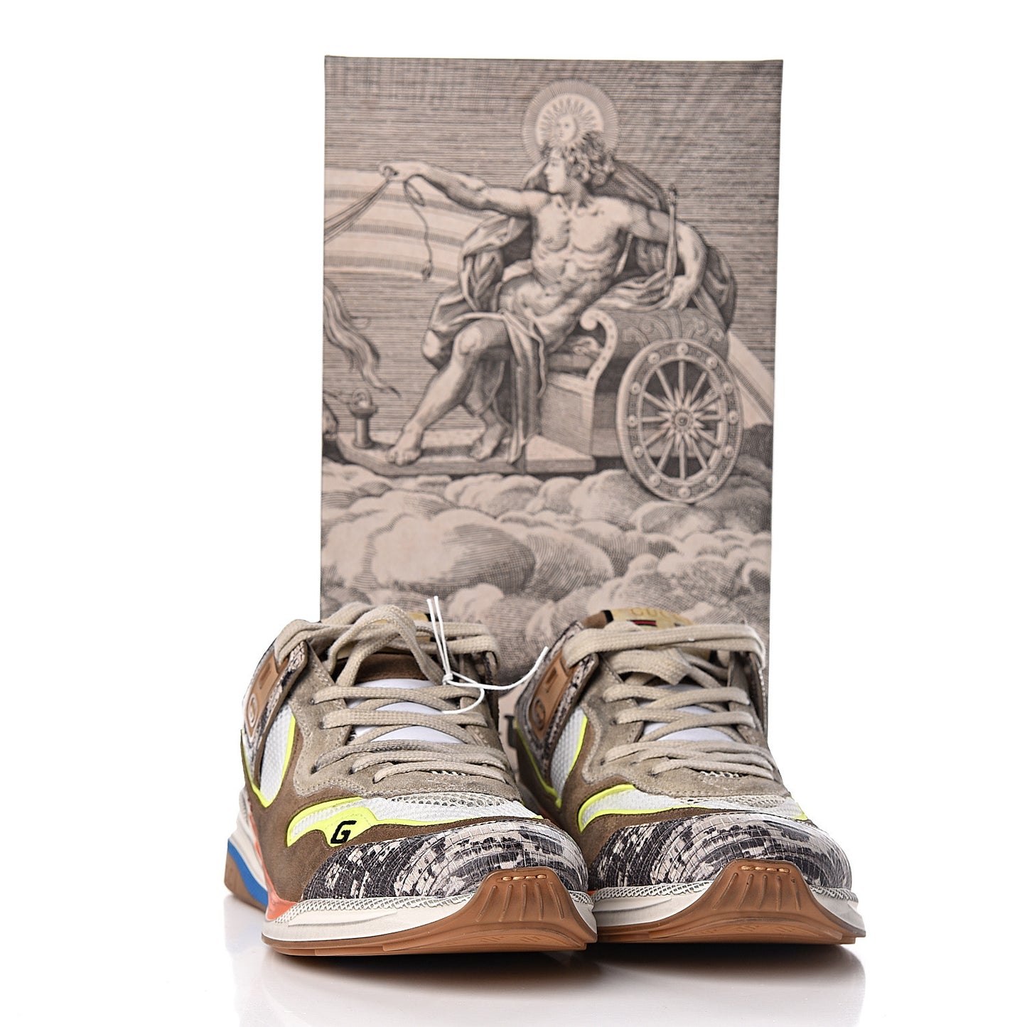 Suede Calfskin Tejus Printed Womens Ultrapace Sneakers 40 Natural Ardesia Neon Yellow