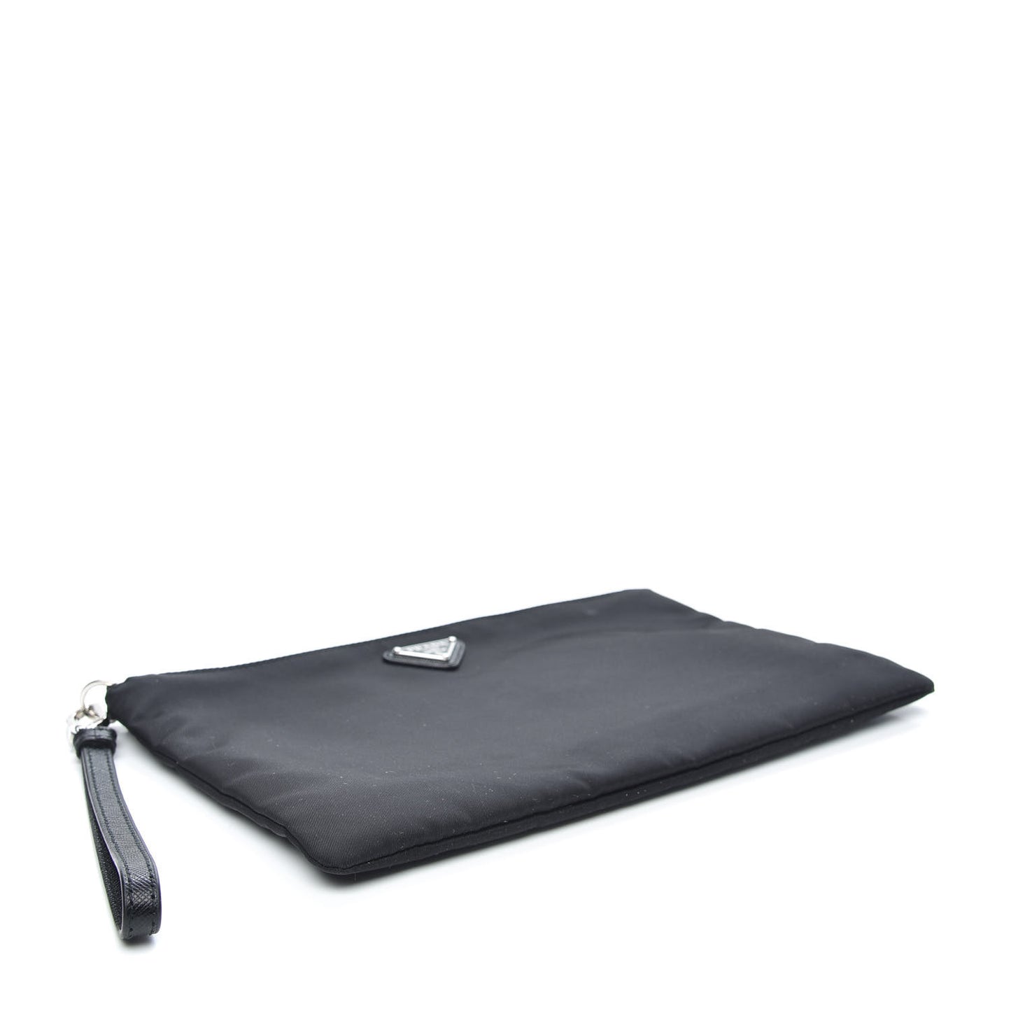 Re-Nylon Saffiano Pouch Wristlet Black