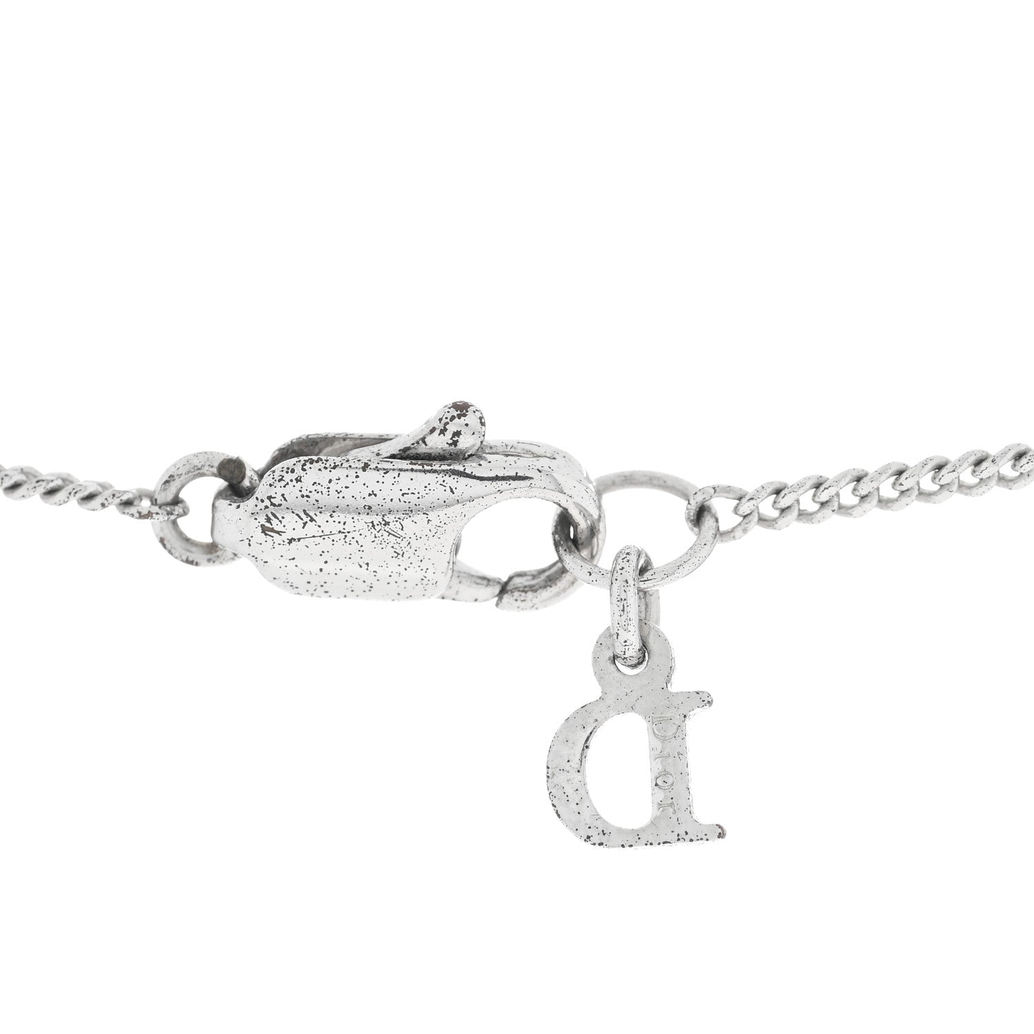 Christian Dior CHRISTIAN DIOR Crystal Logo Star Necklace Silver 4 of 4