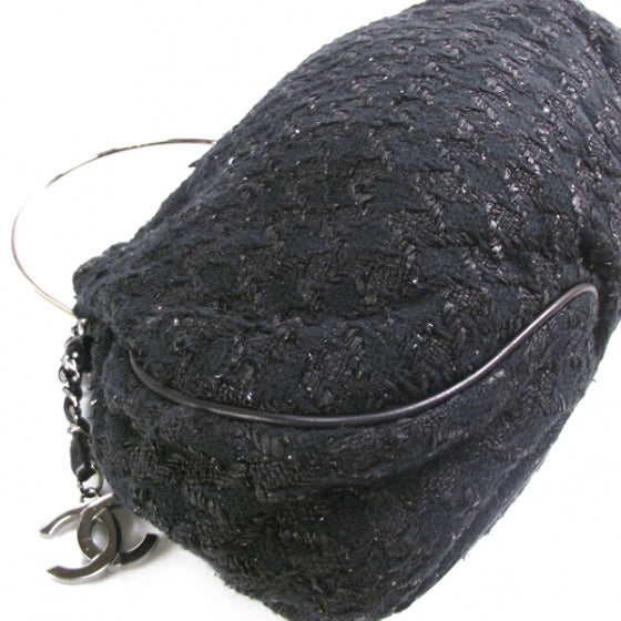 Tweed Boucle Knitting Bag Black