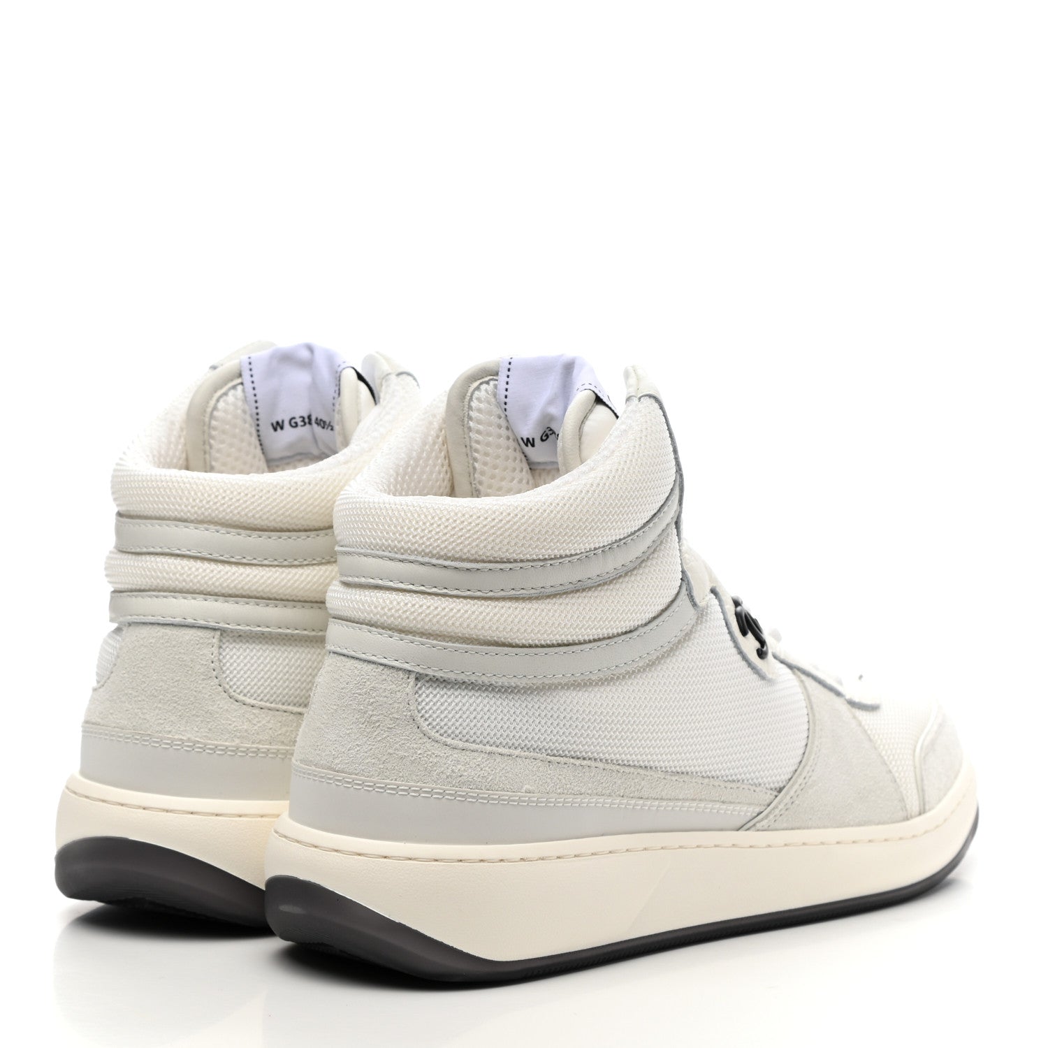 Chanel Suede Fabric Grained Calfskin Womens CC High Top Sneakers 40.5 White 4 of 12