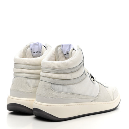Chanel Suede Fabric Grained Calfskin Womens CC High Top Sneakers 40.5 White 4 of 12
