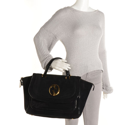 Gucci Suede Medium 1973 Top Handle Satchel Black 2 of 7