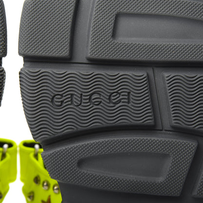 Gucci Technical Canvas Calfskin Studded Mens Aguru Sandals 8 Neon Yellow 6 of 7