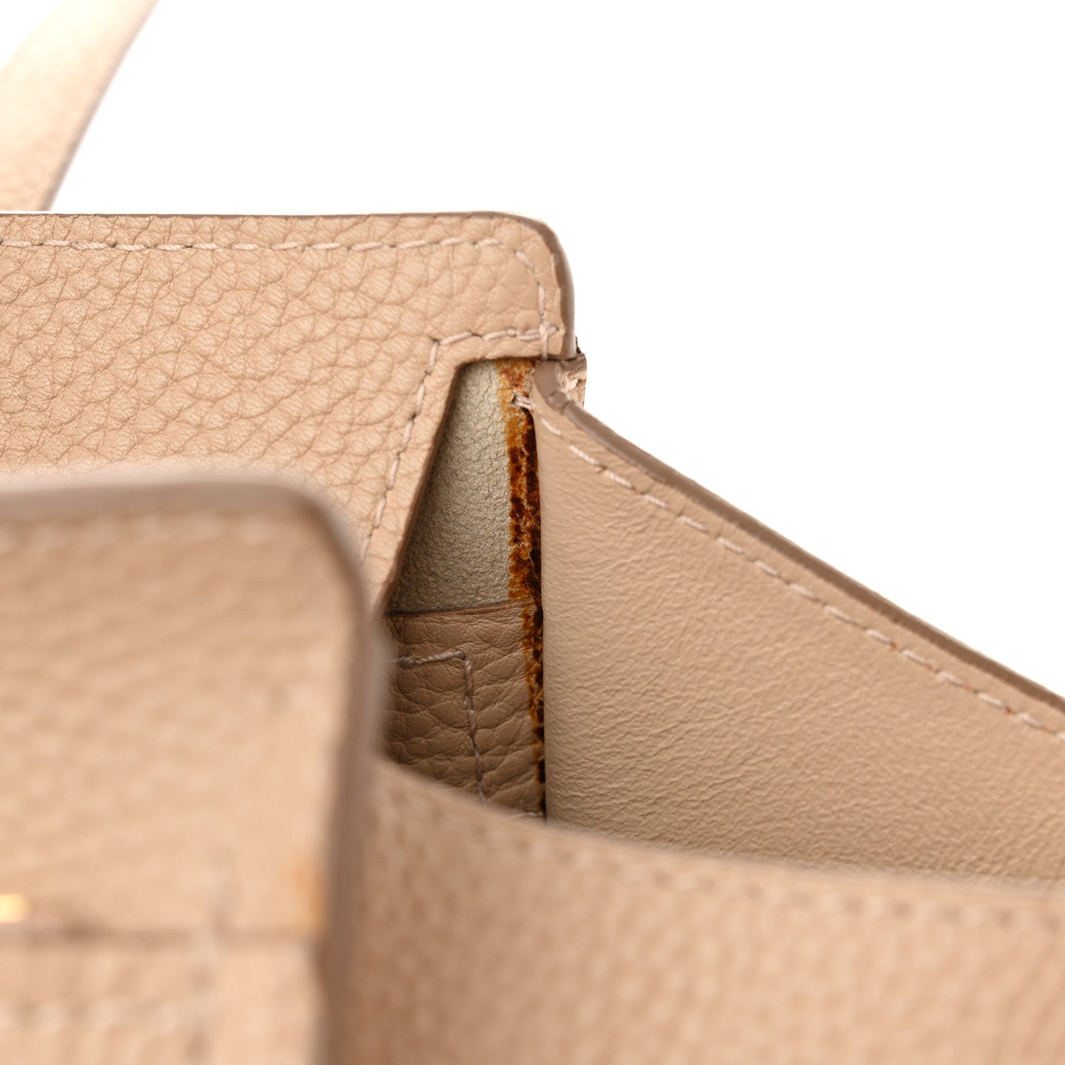 Salvatore Ferragamo Hammered Calfskin Double Handle Medium Amy Tote New Bisque 10 of 12