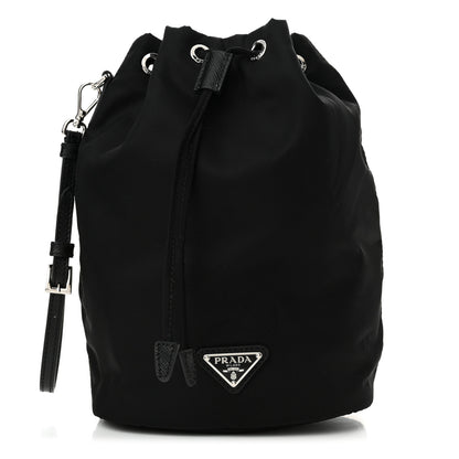 Prada Saffiano Tessuto Nylon Vela Bucket Wristlet Black 1 of 10