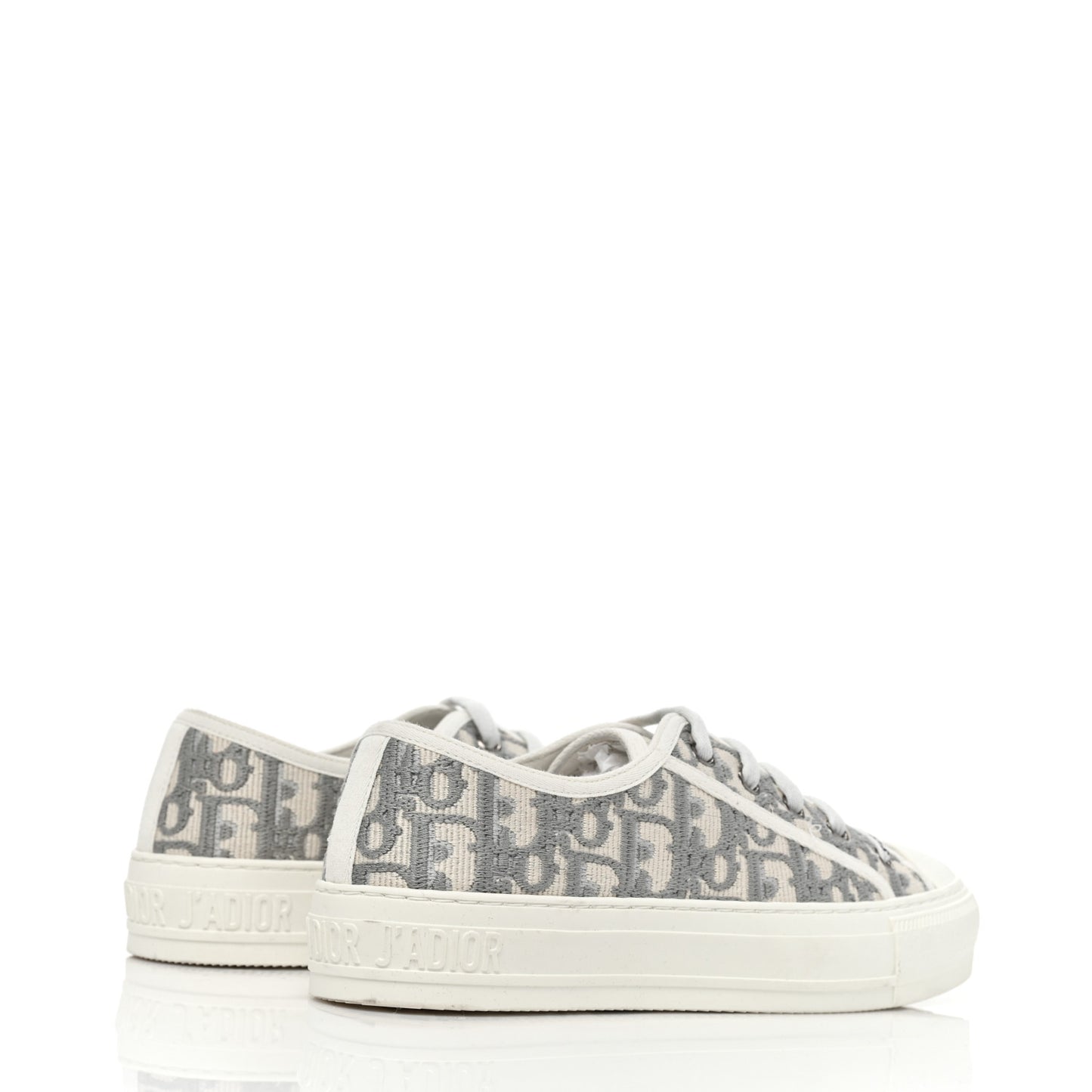 Canvas Oblique Walk'N'Dior Low Top Sneakers 36.5 Grey Stone