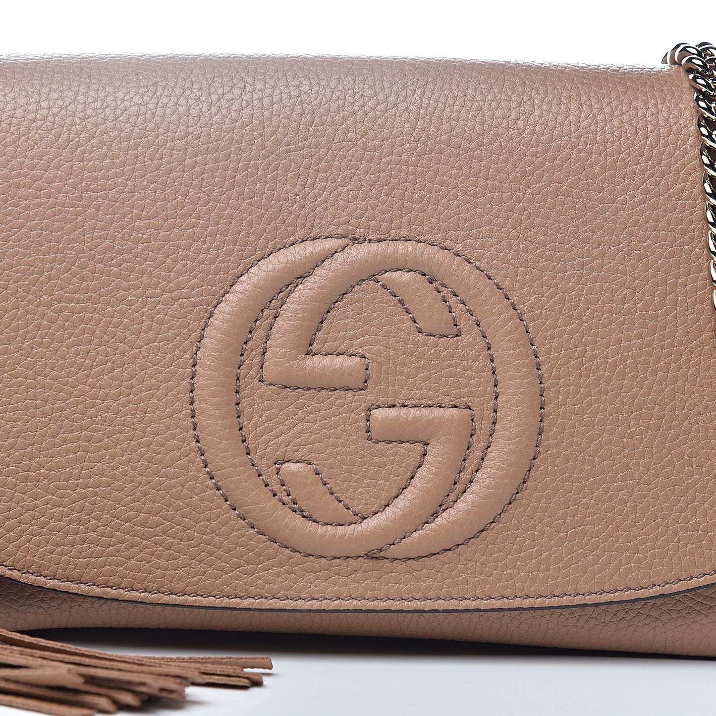 Pebbled Calfskin Medium Soho Flap Crossbody Camelia