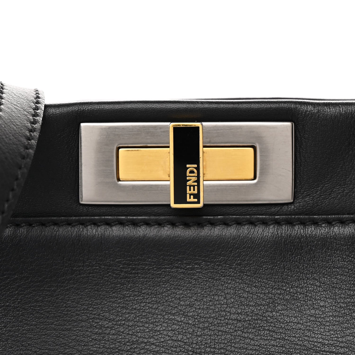 Fendi Vitello Seta Shiny Nappa Medium Peekaboo Iconic Satchel Black 9 of 15