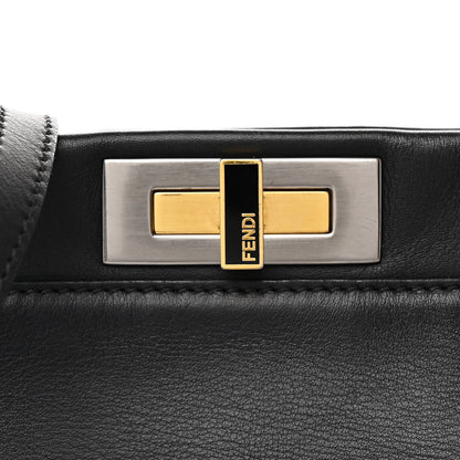 Fendi Vitello Seta Shiny Nappa Medium Peekaboo Iconic Satchel Black 9 of 15