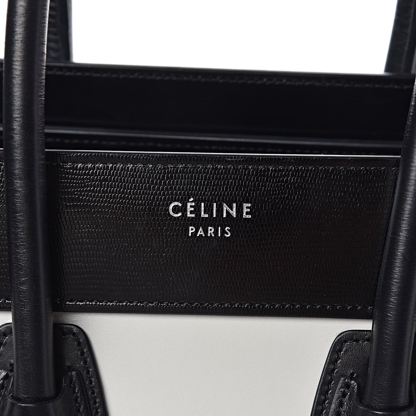 Sleek Calfskin Micro Bi-Color Luggage Black White