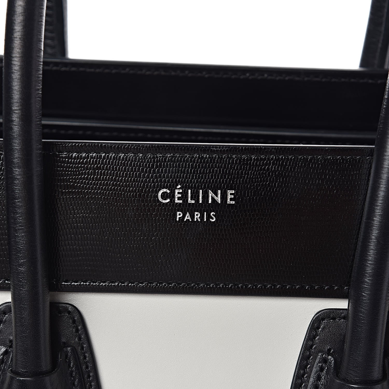 Celine Sleek Calfskin Micro Bi-Color Luggage Black White 6 of 11