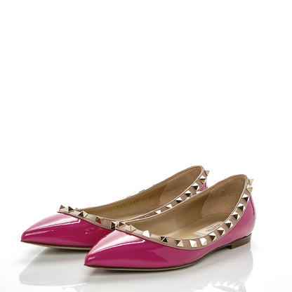 Valentino Garavani Patent Nappa Rockstud Ballerina Flats 35 Fuxia Poudre 3 of 7