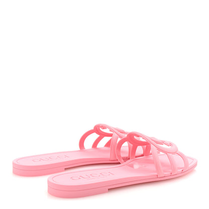 Gucci Rubber Interlocking G Womens Slide Sandals 38 Wild Rose 5 of 9