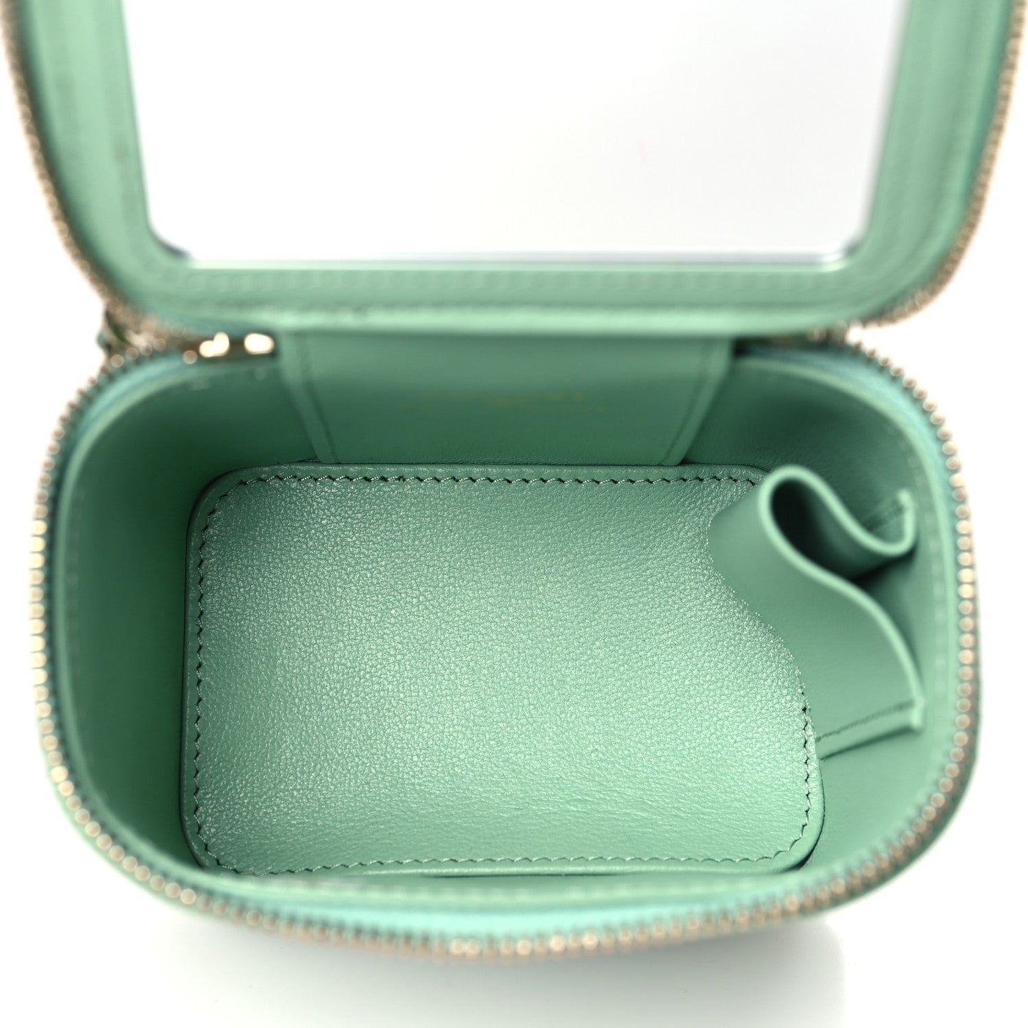 Chanel Lambskin Quilted Top Handle Mini Vanity Case With Chain Green 5 of 11