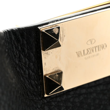 Valentino Garavani Grained Calfskin Small Rockstud Flip Lock Tote Black Rose Quartz 12 of 12