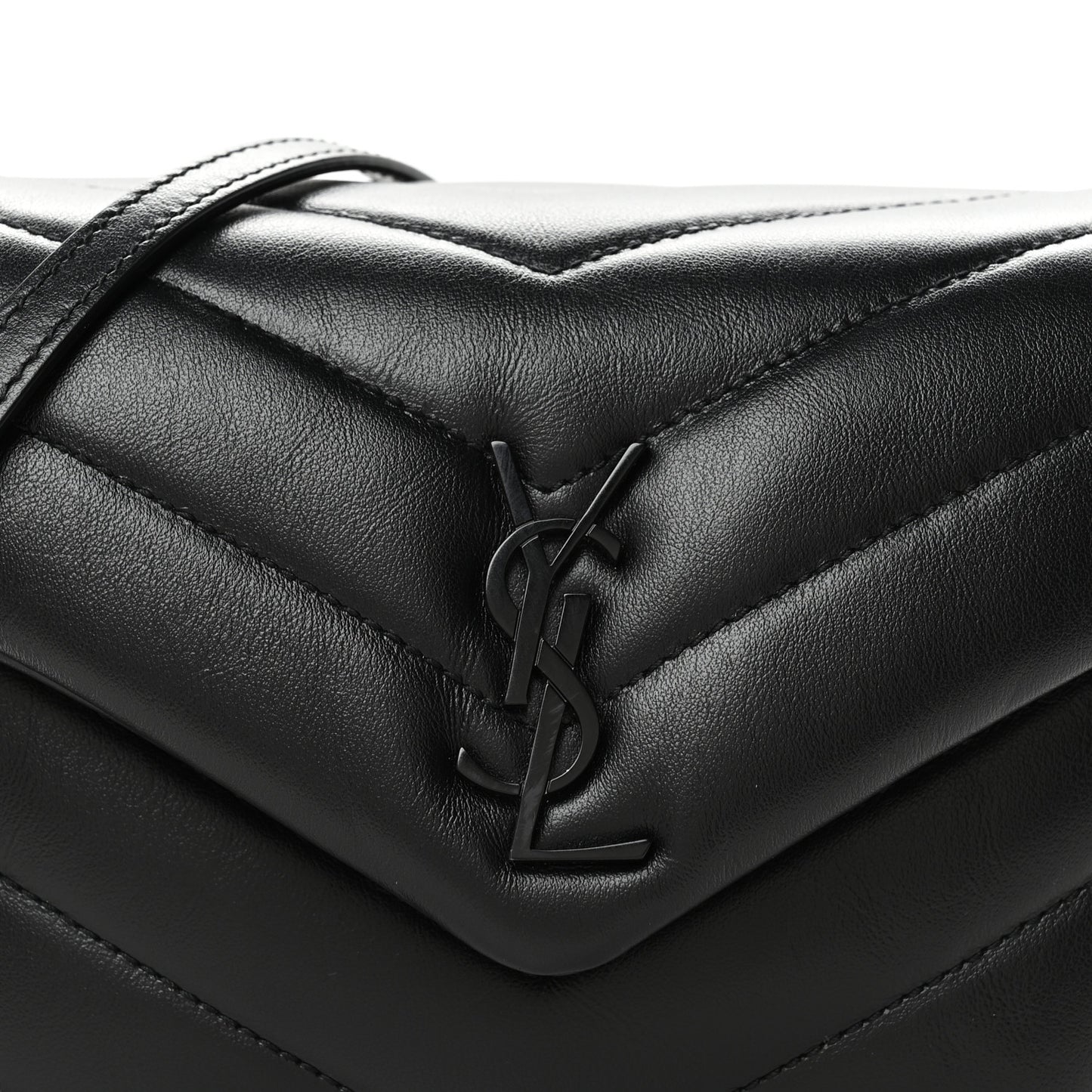 Calfskin Y Quilted Monogram Monochrome Toy Loulou Crossbody Bag Black