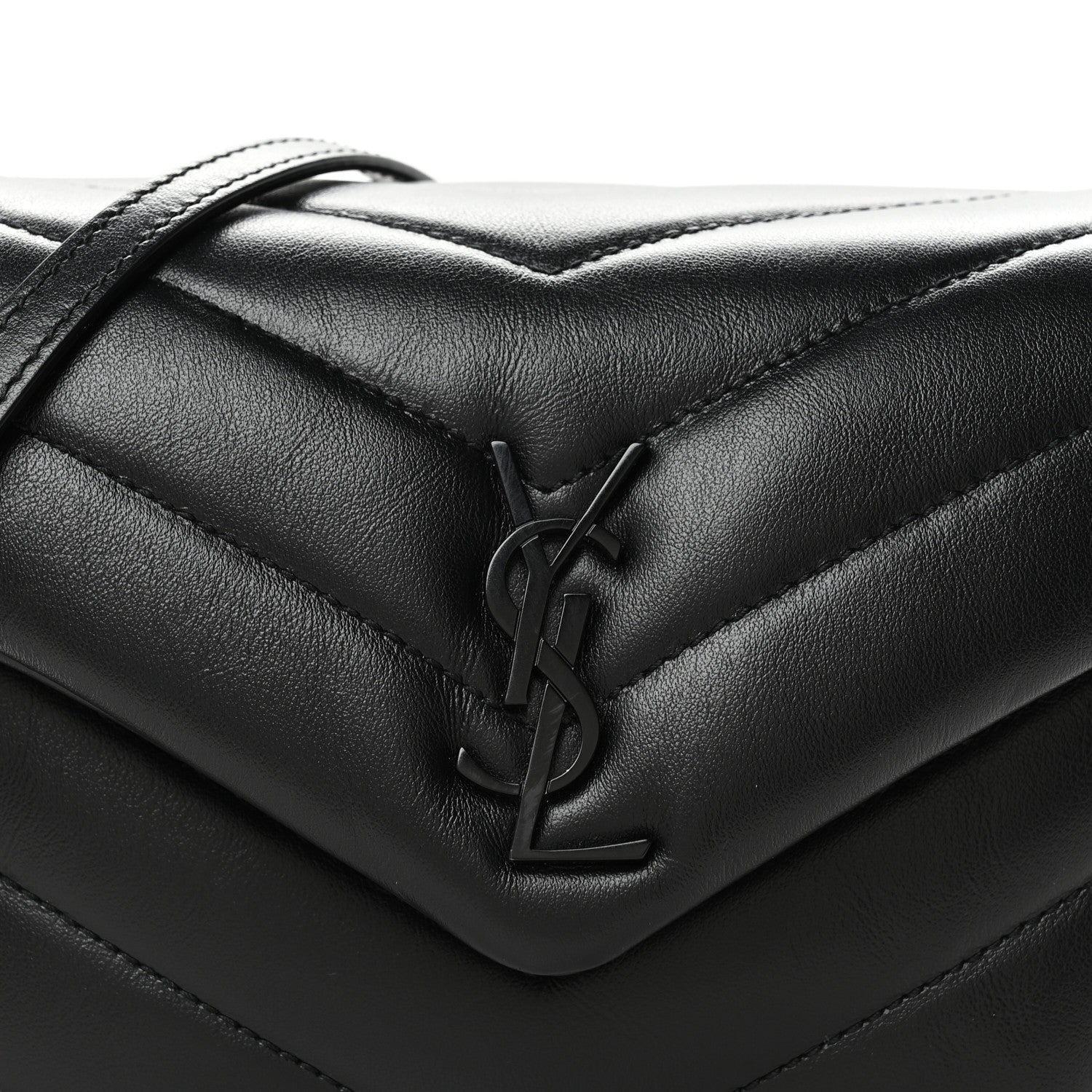Saint Laurent Calfskin Y Quilted Monogram Monochrome Toy Loulou Crossbody Bag Black 8 of 11