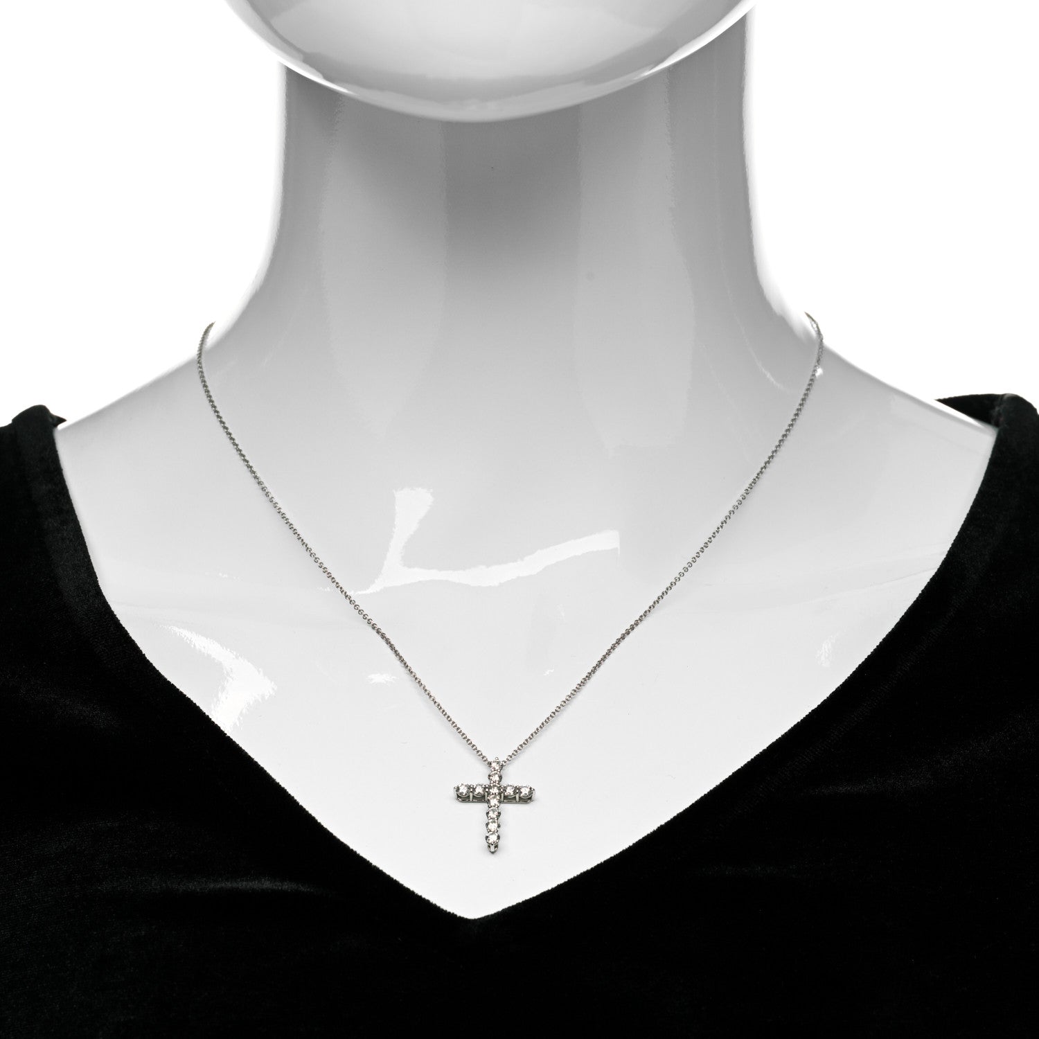 Tiffany Platinum Diamond Medium Cross Pendant Necklace 2 of 6
