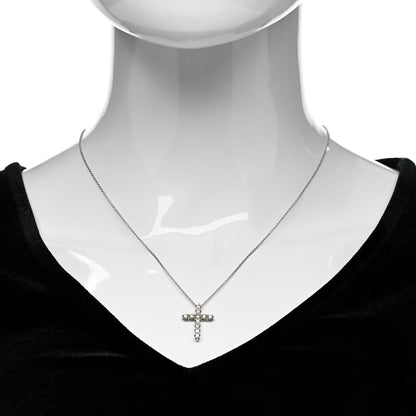 Tiffany Platinum Diamond Medium Cross Pendant Necklace 2 of 6