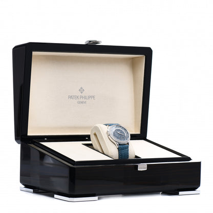 Patek Philippe 18K White Gold Alligator Diamond 36mm Complications World Time Automatic Watch Blue 7130G-016 5 of 5