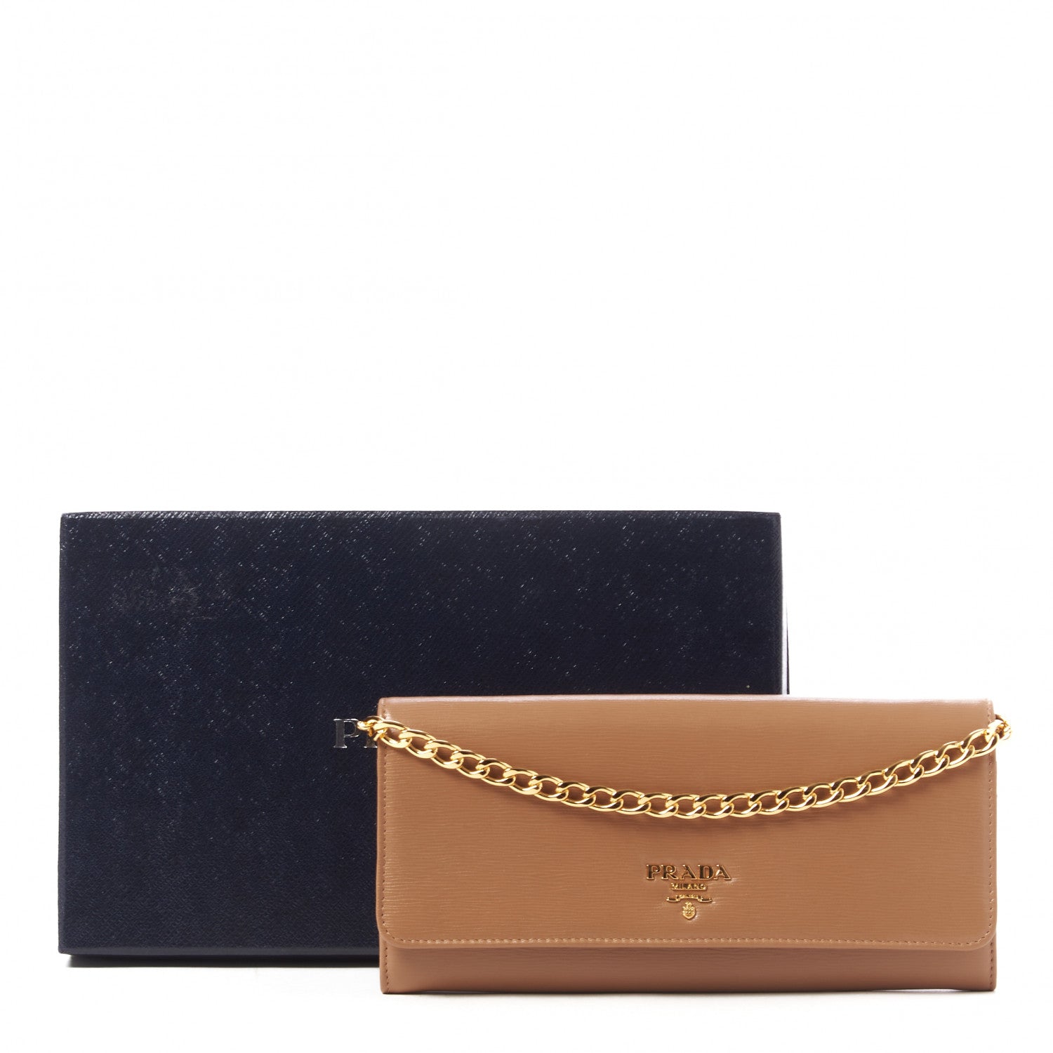 Prada Vitello Move Metal Oro Chain Wallet Naturale 8 of 8