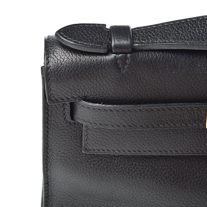 Hermes Evergrain Kelly Pochette Clutch Black 13 of 19