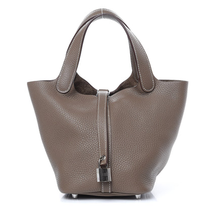 Hermes Taurillon Clemence Picotin Lock 18 PM Etoupe 1 of 9