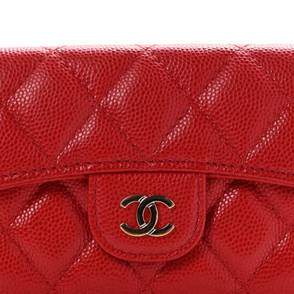 Chanel Caviar Quilted Flap Card Holder Wallet Red 9 of 11