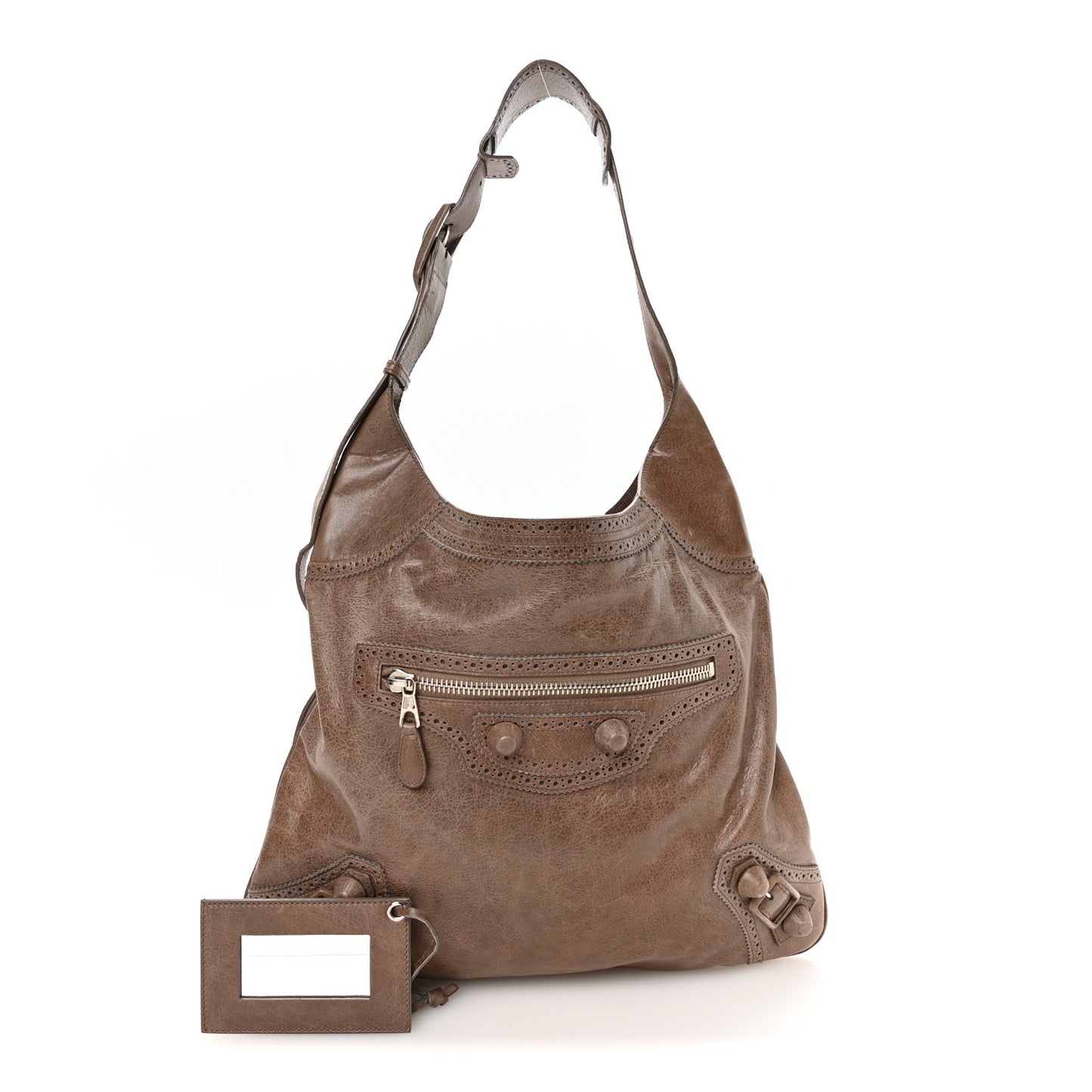 Agneau Giant Brogues Hardware Besace Hobo Taupe