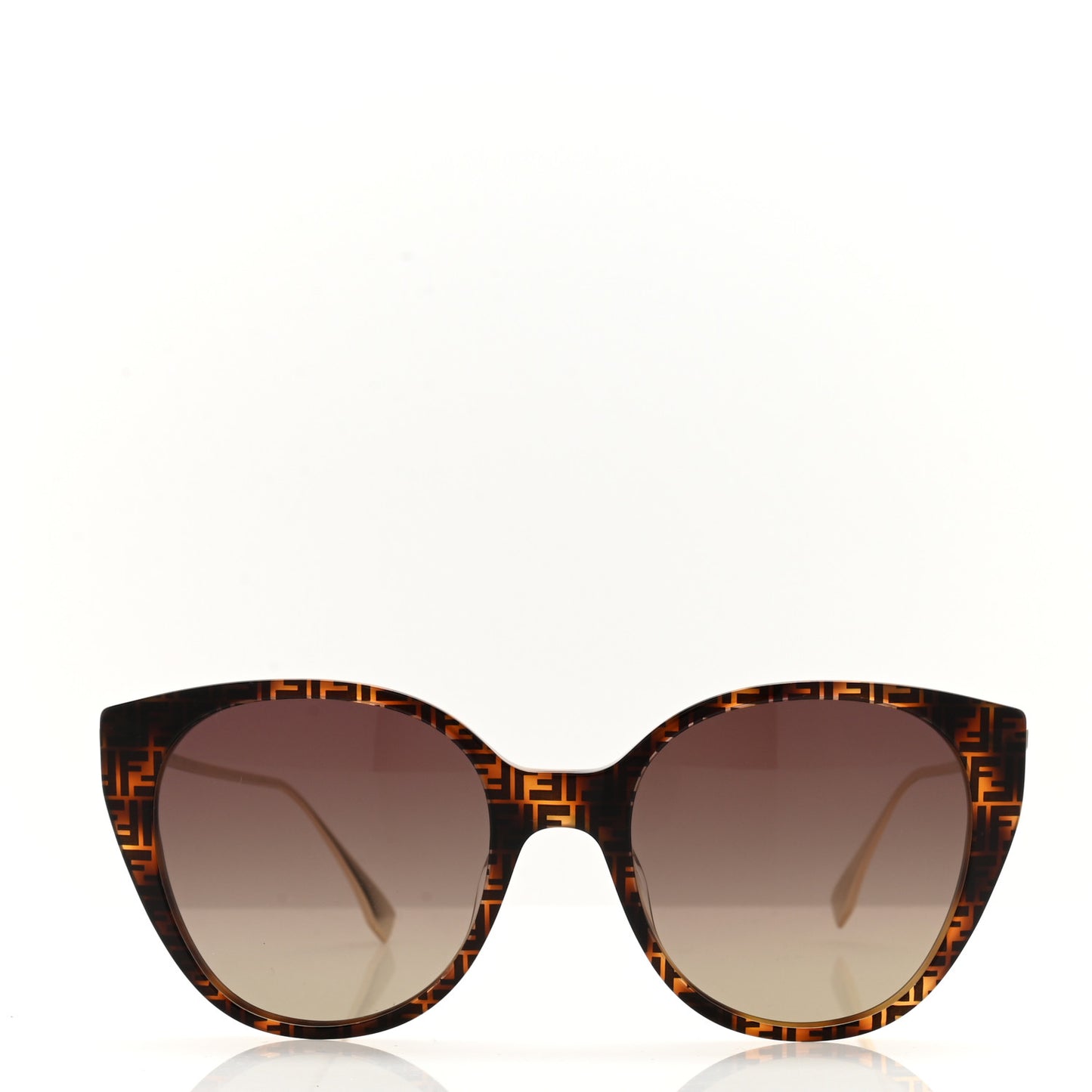 Metal Baguette Cat Eye Sunglasses FE400471 Havana