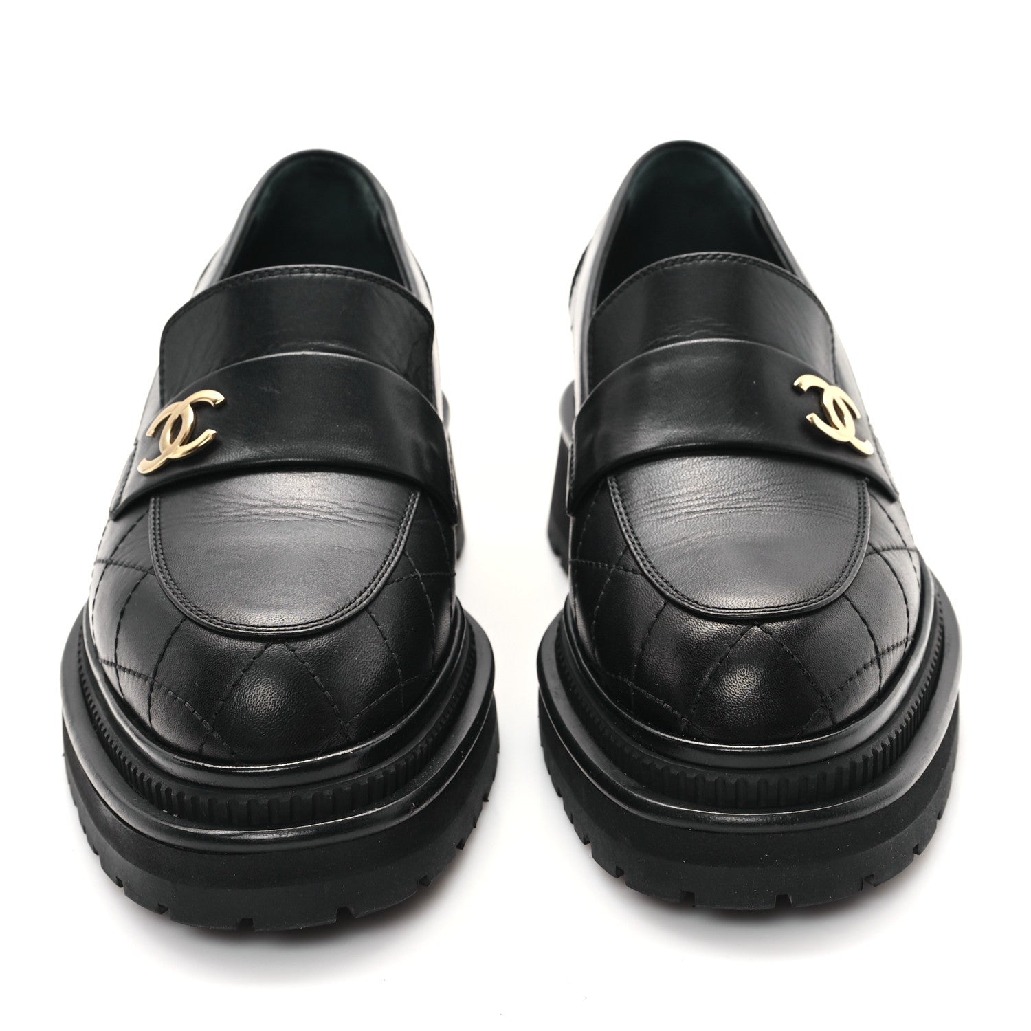 Chanel Calfskin Quilted CC Mocassin Loafers 36.5 Black 3 of 10