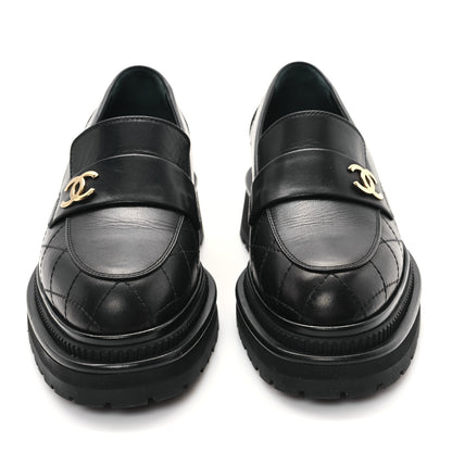 Chanel Calfskin Quilted CC Mocassin Loafers 36.5 Black 3 of 10