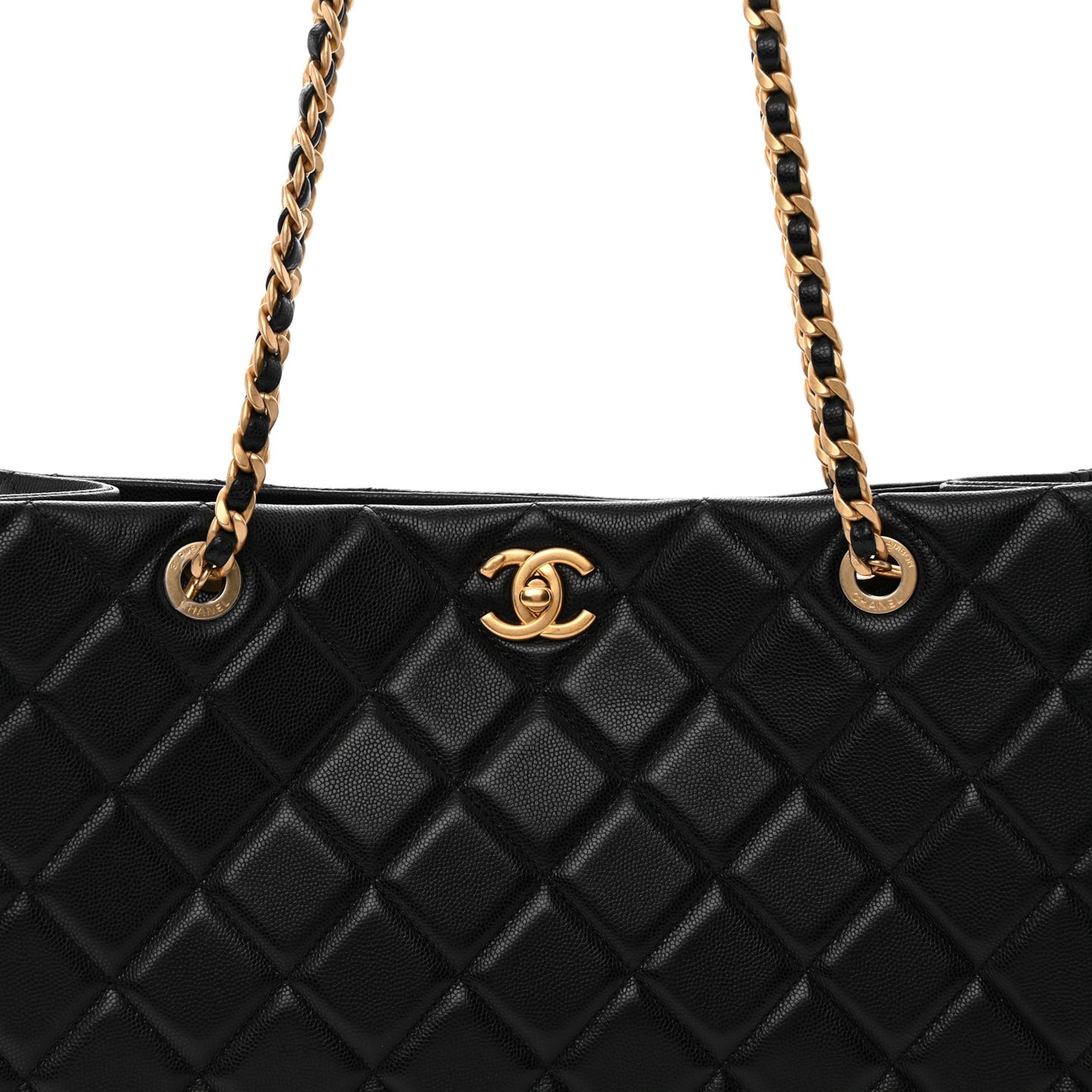 Caviar Quilted Sweet Classic Shopping Tote Black
