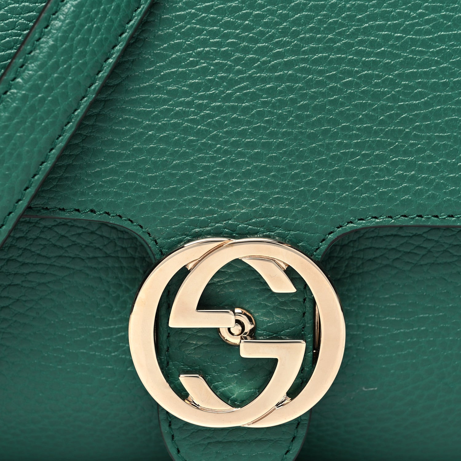 Gucci Dollar Calfskin Interlocking G Crossbody Bag Emerald 10 of 12