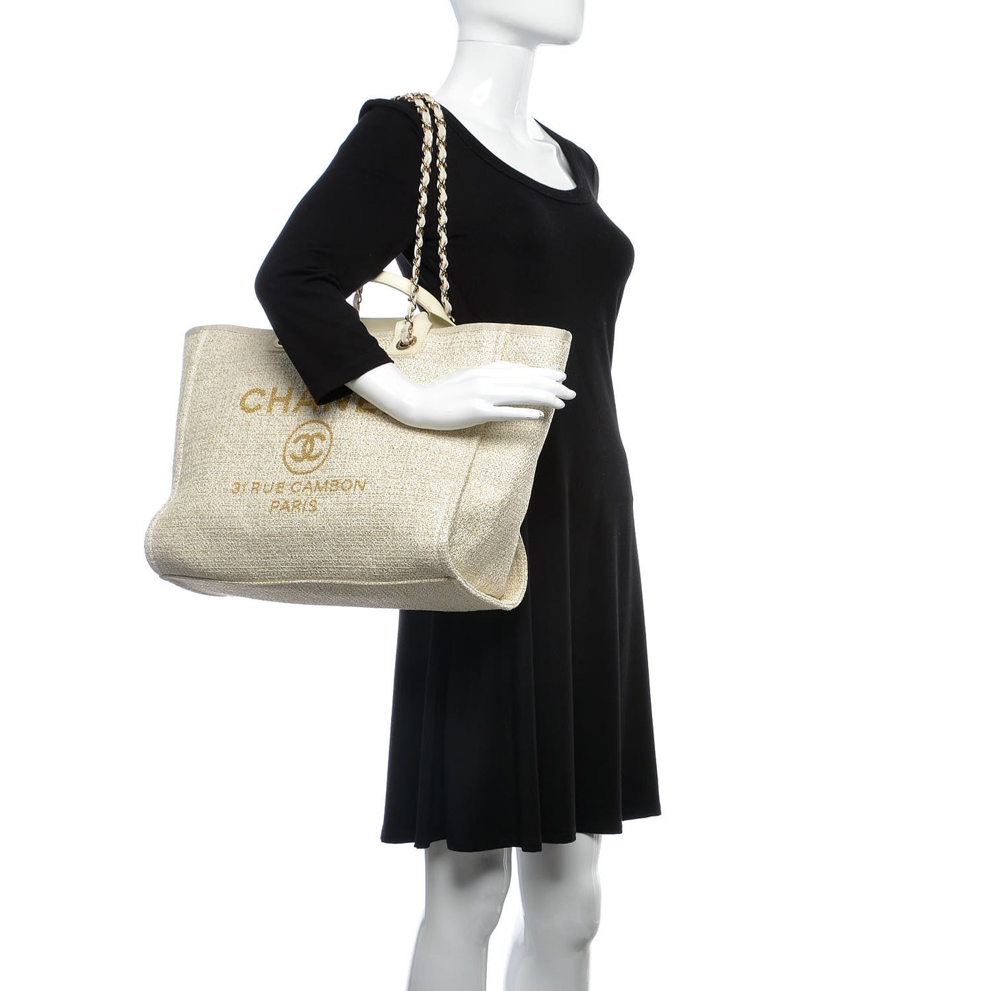 Canvas Large Deauville Tote Ivory