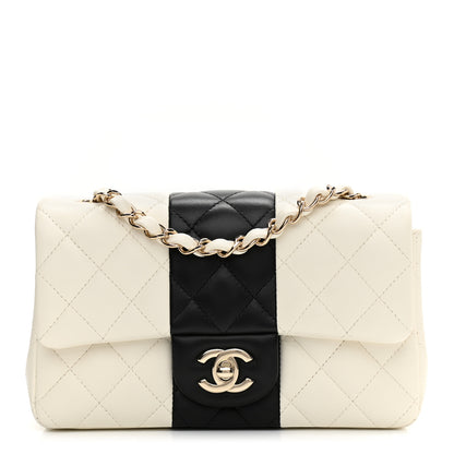 Chanel Lambskin Quilted Mini Rectangular Flap White Black 1 of 12