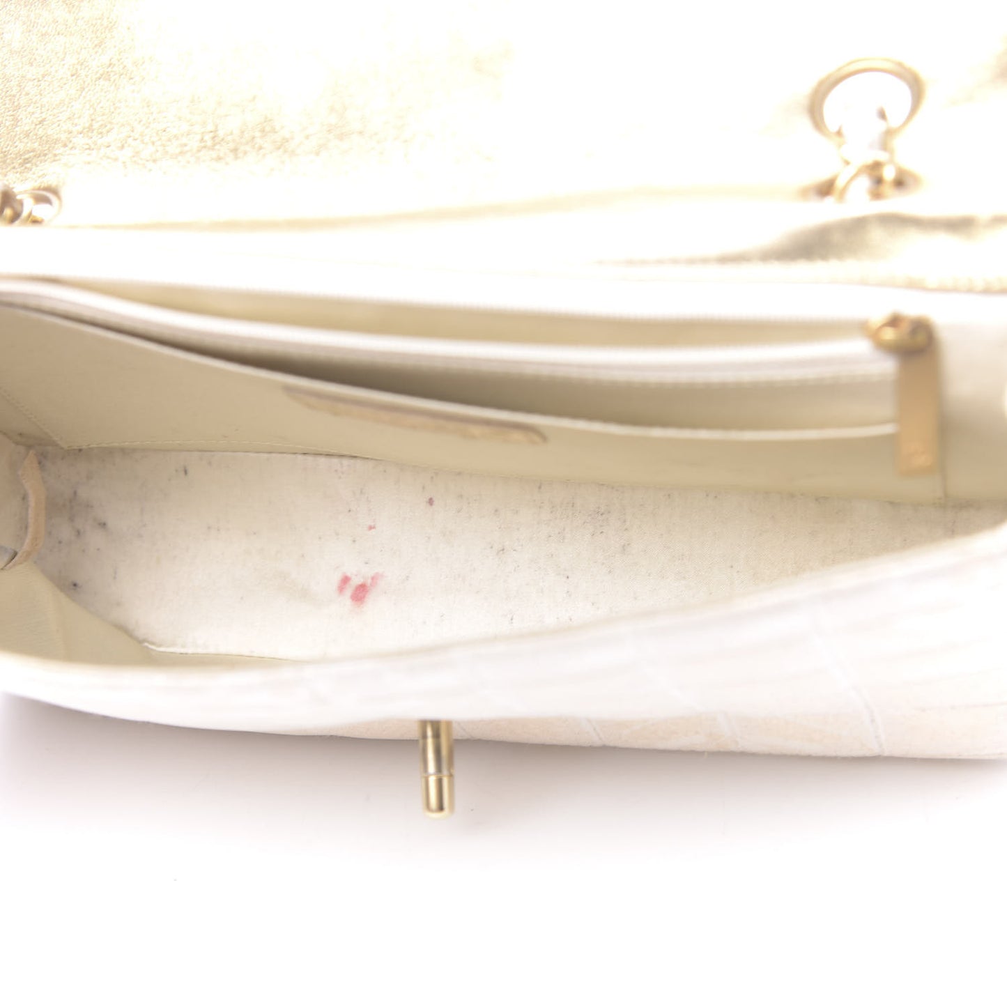 Metallic Nylon Medium Travel Flap Light Beige